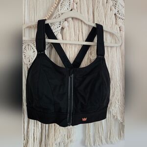 SHEFIT Ultimate Sports Bra Black High Impact Front Zip Adjustable Size 3Luxe/3XL